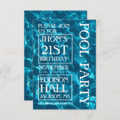 Blue Ocean Pool Party Einladung Geburtstag (Vorne/Hinten)