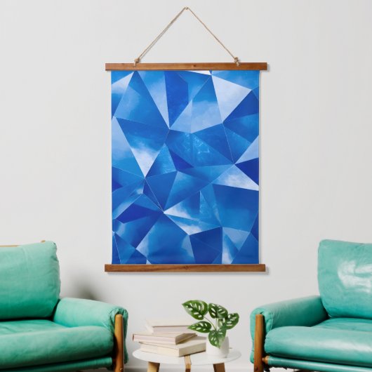 Blue Ocean Prism Polygonal Wandteppich Mit Holzrahmen (Wohnzimmer)