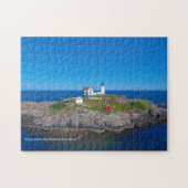 Blue Ocean Retro Travel Nubble Lighthouse Puzzle (Horizontal)
