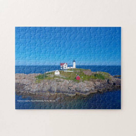 Blue Ocean Retro Travel Nubble Lighthouse Puzzle (Horizontal)