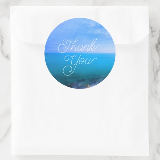Blue Ocean Round Wedding Danke Stickers (Tasche)