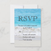 Blue Ocean Sand Wave Wedding RSVP Karte (Vorderseite)