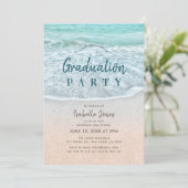 Blue Ocean & Sandy Beach Abschluss Einladung (Stehend Vorderseite)