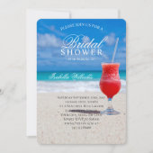 Blue Ocean & Sandy Beach Coctail Brautparty Einladung (Vorderseite)