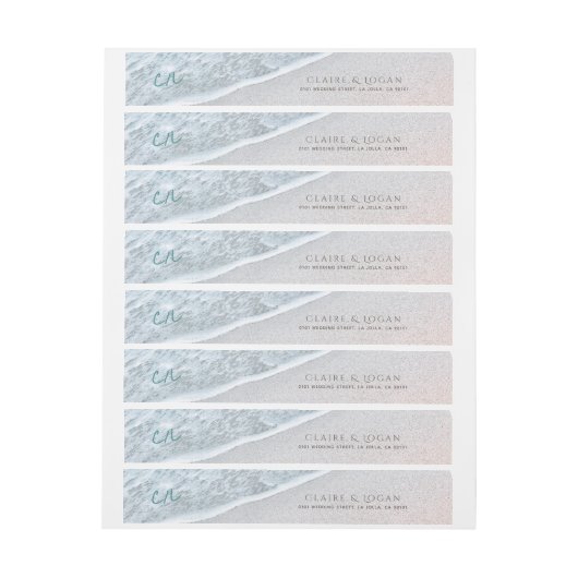 Blue Ocean & Sandy Beach Monogram Wraparound Label (Bogen)