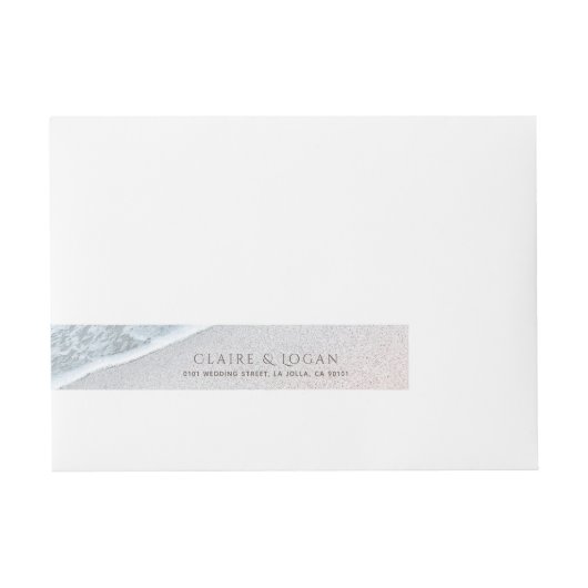 Blue Ocean & Sandy Beach Monogram Wraparound Label (Vorderseite)