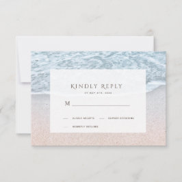 Blue Ocean & Sandy Beach Wedding UAWG RSVP Karte