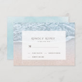 Blue Ocean & Sandy Beach Wedding UAWG RSVP Karte (Vorne/Hinten)