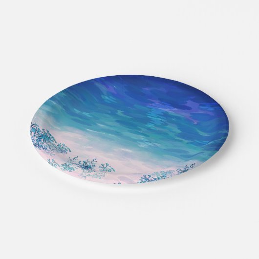 Blue Ocean Sea Beach Pappteller (Schrägansicht)