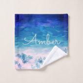 Blue Ocean Sea Beach Personalisiert Badhandtuch Set (Waschlappen)