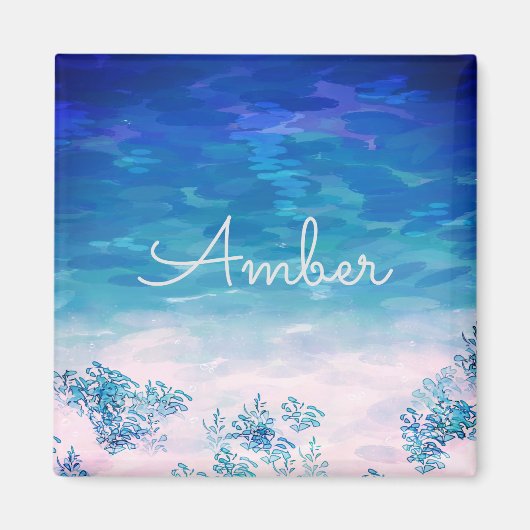 Blue Ocean Sea Beach Personalisiert Magnet (Vorne)