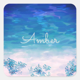 Blue Ocean Sea Beach Personalisiert Quadratischer Aufkleber