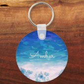Blue Ocean Sea Beach Personalisiert Schlüsselanhänger (Vorderseite)