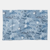 Blue Ocean Sea Life Monogram Kitchen Towel Geschirrtuch (Horizontal)
