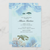Blue Ocean Sea Turtle Baby Dusche Einladung (Vorne/Hinten)