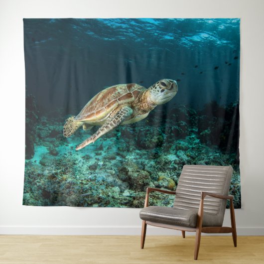 Blue ocean sea turtle tapestry wandteppich (Beispiel (Horizontal))