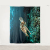 Blue ocean sea turtle tapestry wandteppich (Vorderseite)