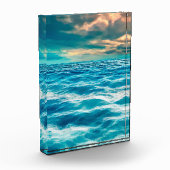 Blue Ocean Seascape Cloudy Sky Digital Malerei Fotoblock (Links)