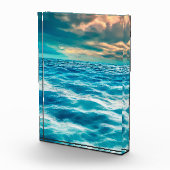 Blue Ocean Seascape Cloudy Sky Digital Malerei Fotoblock (Rechts)