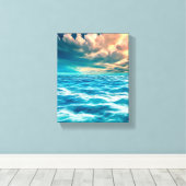 Blue Ocean Seascape Cloudy Sky Digital Malerei Leinwanddruck (Insitu (Holzboden))