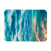 Blue Ocean Seascape Cloudy Sky Digital Malerei Magnet (Horizontal)