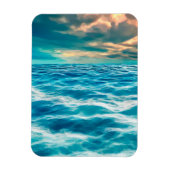 Blue Ocean Seascape Cloudy Sky Digital Malerei Magnet (Vertikal)