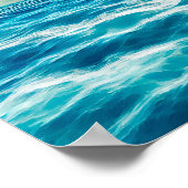 Blue Ocean Seascape Cloudy Sky Digital Malerei Poster (Ecke)