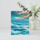 Blue Ocean Seascape Cloudy Sky Digital Malerei Postkarte (Stehend Vorderseite)