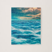 Blue Ocean Seascape Cloudy Sky Digital Malerei Puzzle (Vertikal)