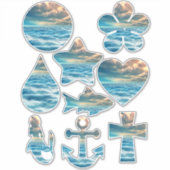 Blue Ocean Seascape Wolkenkratzer geometrische For Aufkleber (Vorderseite)
