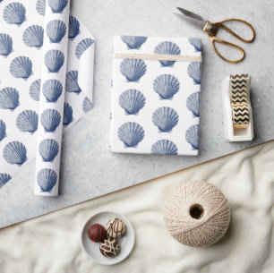 Blue Ocean Shells Geburtstag Geschenkpapier