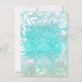 Blue Ocean Sky Glitzer Ombre Floral Frame Einladung (Rückseite)