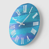 BLUE OCEAN STROKES STRANDHAUS Römische Zahlen Große Wanduhr (Winkel)