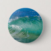 Blue Ocean Summer Beach Waves Button (Vorderseite)