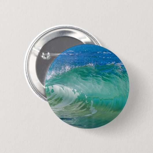 Blue Ocean Summer Beach Waves Button (Vorne & Hinten)