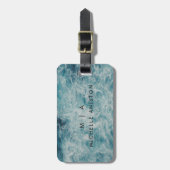 Blue Ocean Summer Beach Waves Monogram Custom Gepäckanhänger (Vorderseite vertikal)