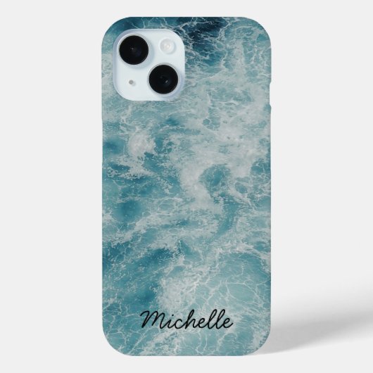 Blue Ocean Summer Beach Waves Personalisierter Nam Case-Mate iPhone Hülle (Rückseite)