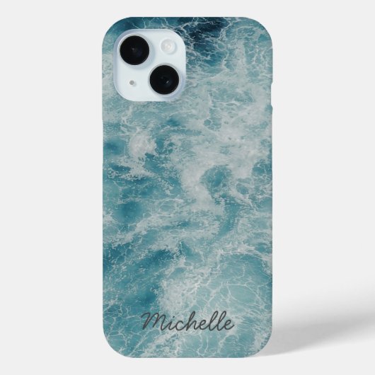 Blue Ocean Summer Beach Waves Personalisierter Nam Case-Mate iPhone Hülle (Rückseite)