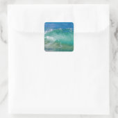 Blue Ocean Summer Beach Waves Quadratischer Aufkleber (Tasche)