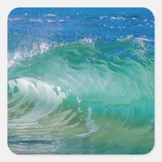 Blue Ocean Summer Beach Waves Quadratischer Aufkleber (Vorderseite)