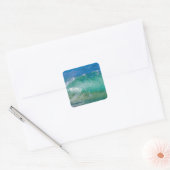 Blue Ocean Summer Beach Waves Quadratischer Aufkleber (Umschlag)