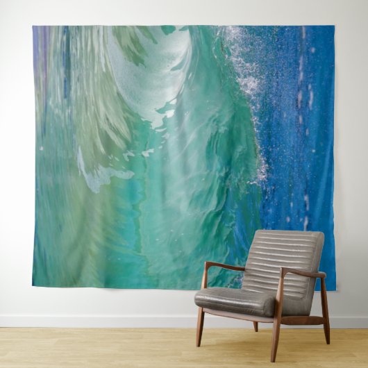 Blue Ocean Summer Beach Waves Wandteppich (Beispiel (Horizontal))