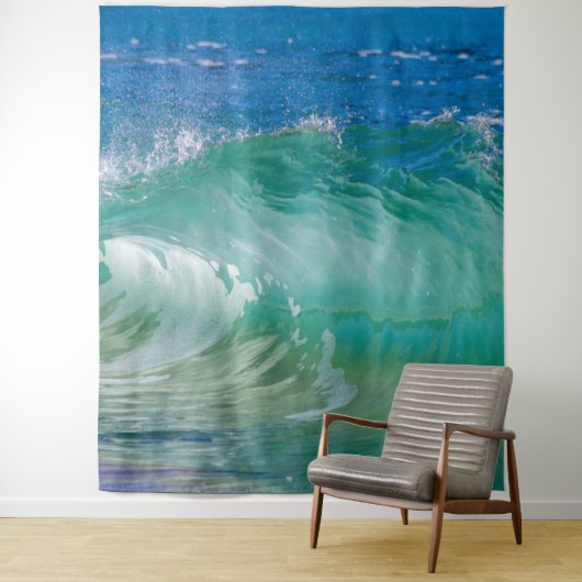 Blue Ocean Summer Beach Waves Wandteppich (Beispiel)