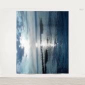 Blue Ocean Sunset Billows Clouds Tapestry Wandteppich (Vorderseite)
