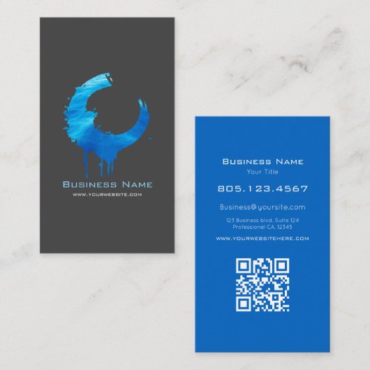 Blue Ocean Swirl • Custom Editable Modern Card Visitenkarte (Vorne/Hinten)