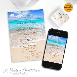 Blue Ocean Tropical Destination Beach Hochzeit Einladung