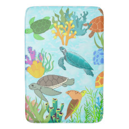 Blue Ocean Tropical Sea Turtles Coral Reef Marine Badematte