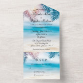 Blue Ocean Tropical Summer Palm Beach Hochzeit All In One Einladung (Innen Boden)