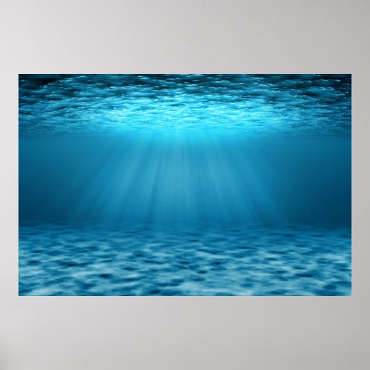 Blue Ocean Underwater Scene with Sunlight Rays Poster (Vorne)