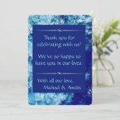 Blue Ocean Water Wedding Danke Karte (Stehend Vorderseite)